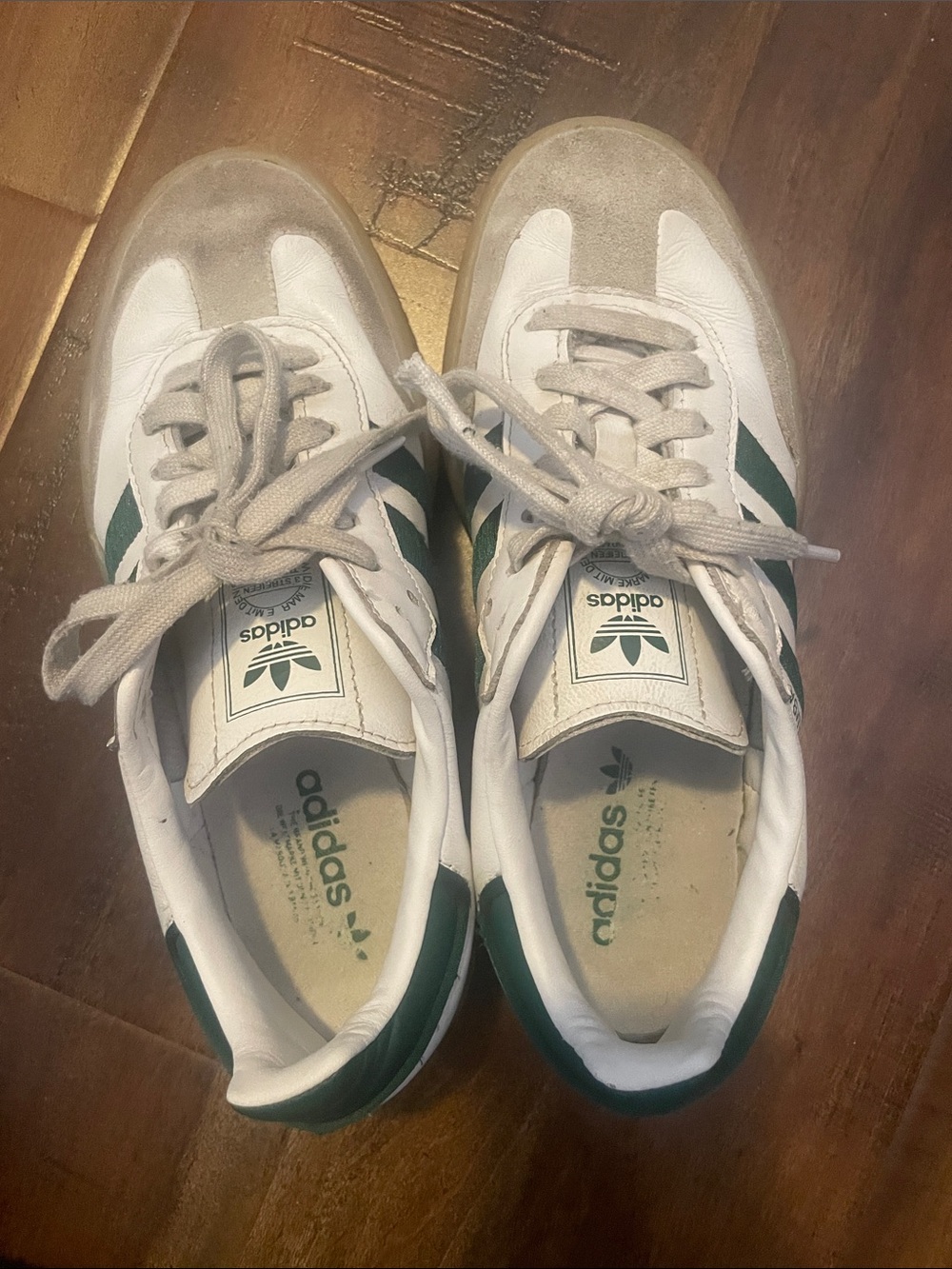 adidas White and Green Retro Low-Top Sneakers